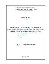 Nghiên cứu ảnh hưởng và các biện pháp giảm thiểu tác động của bụi đối với công nhân trong mỏ than hầm lò tỉnh Quảng Ninh