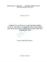 Nghiên cứu sự tồn lưu và rủi ro môi trường của các chất hữu cơ thơm đa vòng (PAHs) trong đất rừng ngập mặn xã Đồng Rui, huyện Tiên Yên, tỉnh Quảng Ninh : Luận án / Đỗ Thị Lan Chi