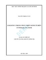 Logistics trong phát triển kinh tế biển ở tỉnh Quảng Ninh : Luận án / Nguyễn Trọng Tuấn
