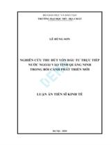 Nghiên cứu thu hút vốn dầu tư trực tiếp nướic ngoài vào tỉnh Quảng Ninh  trong bối cảnh phát triển mới : Luận án / Lê Hùng Sơn