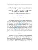 Nghiên cứu chủng xạ khuẩn HLD 3.16 có hoạt tính kháng khuẩn phân lập từ vùng ven bờ biển Việt Nam / Nguyễn Văn Hiếu, Nguyễn Phương Nhuệ, Vũ Thị Hạnh,...