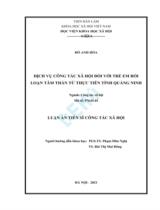Dịch vụ công tác xã hội đối với trẻ em rối loạn tâm thần từ thực tiễn tỉnh Quảng Ninh : Luận án / Đỗ Anh Hòa