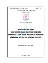 Nghiên cứu thực trạng bệnh viêm mũi xoang mạn tính ở công nhân ngành Than - Công ty Nam Mẫu Uông Bí Quảng Ninh và đánh giá hiệu quả của biện pháp can thiệp : Luận án / Nguyễn Như Đua