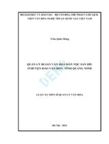 Quản lý di sản văn hóa dân tộc Sán Dìu ở huyện đảo Vân Đồn, tỉnh Quảng Ninh : Luận án / Trần Quốc Hùng