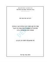 Nâng cao năng lực nhà quản trị tại các doanh nghiệp lữ hành của tỉnh Quảng Ninh : Luận án Tiến sĩ / Đỗ Thị Thu Huyền