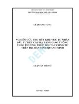 Nghiên cứu thu hút khu vực tư nhân đầu tư kết cấu hạ tầng giao thông theo phương thức đối tác công tư trên địa bàn tỉnh Quảng Ninh : Luận án / Lê Quang Tùng