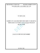 Nghiên cứu giải pháp bón phân hợp lý cho rừng trồng Keo tai tượng : Luận án / Vũ Tiến Lâm