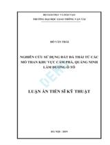 Nghiên cứu sử dụng đất đá thải từ các mỏ than khu vực Cẩm Phả, Quảng Ninh làm đường ô tô : Luận án / Đỗ Văn Thái